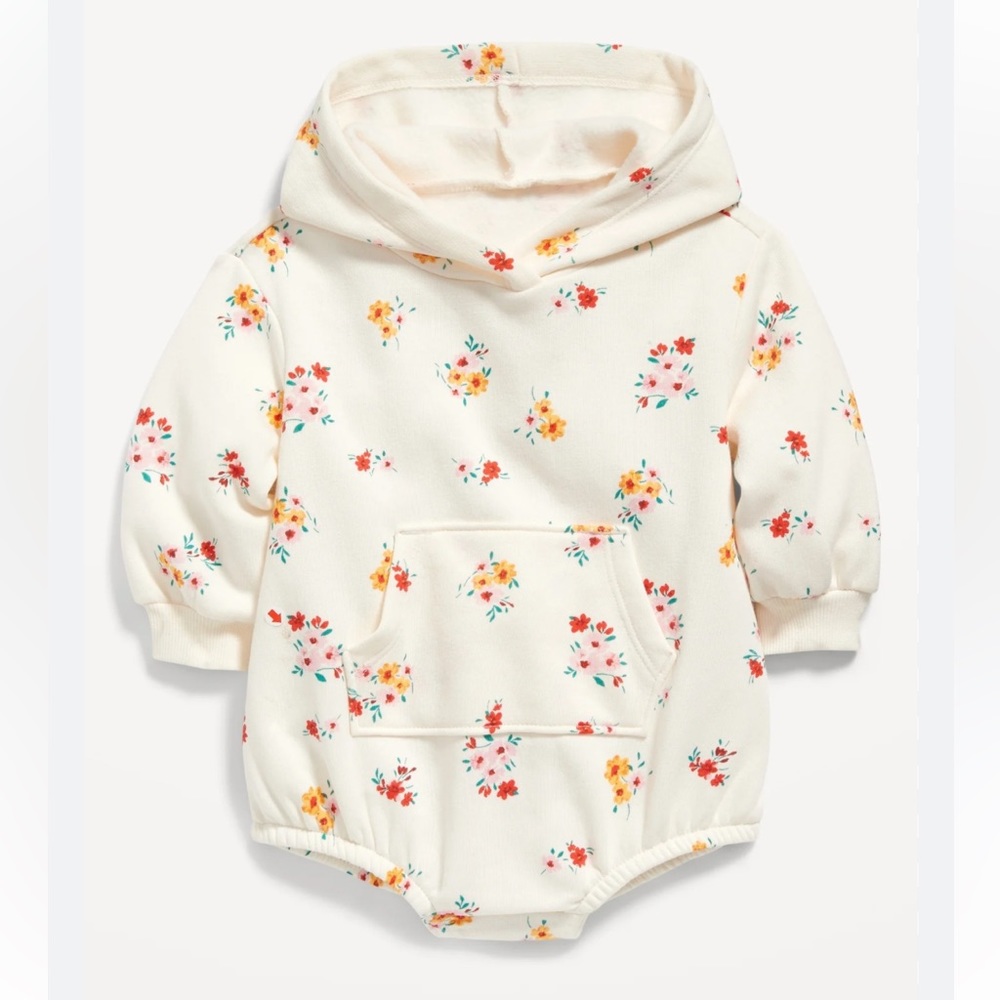 NEW Old Navy Floral Hooded Sweatshirt Bodysuit 6-12 Months